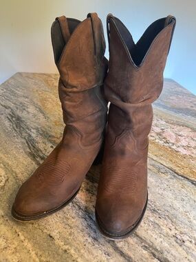 Mens Western Slouch Boots Soft Distressed Leather Size 11D